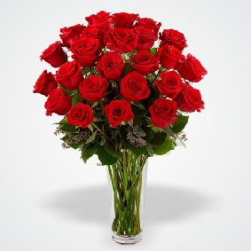 25 Red Roses in Vase