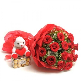 15 Roses Bouquet & chocolate 