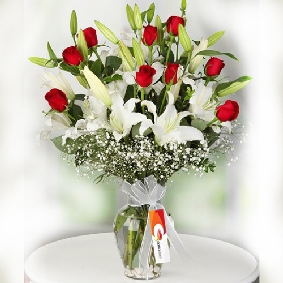 Roses, Lilies in Vase